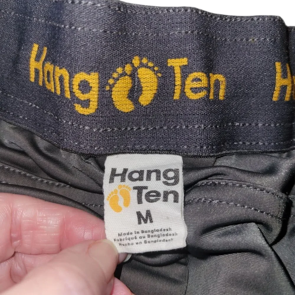 Hang Ten Gray and Yellow Logo Swim Trunks